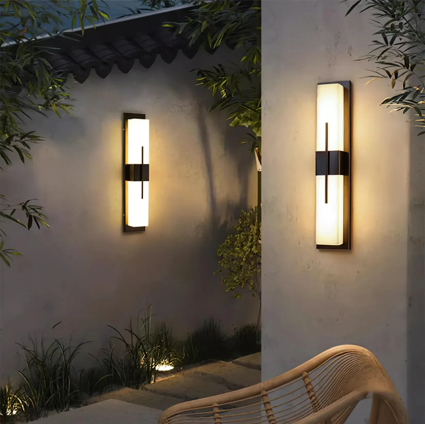 Square Marble Outdoor Wall Lamp