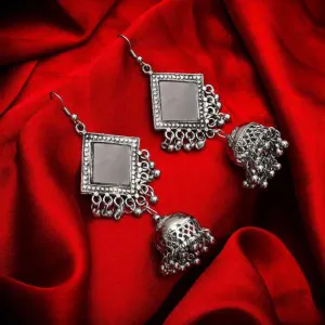 Square Mirror Beads Hand Crafted Jhumki