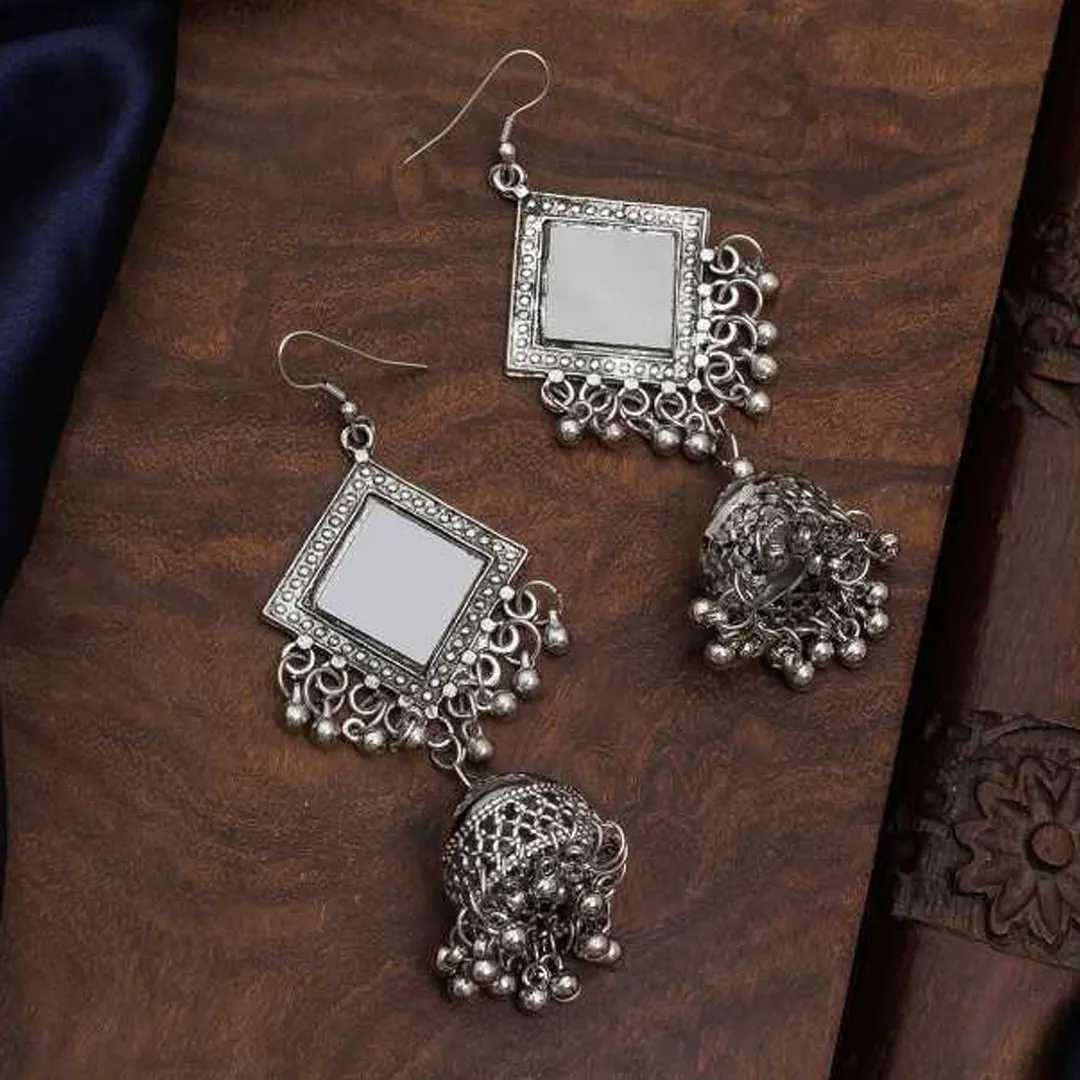 Square Mirror Beads Hand Crafted Jhumki