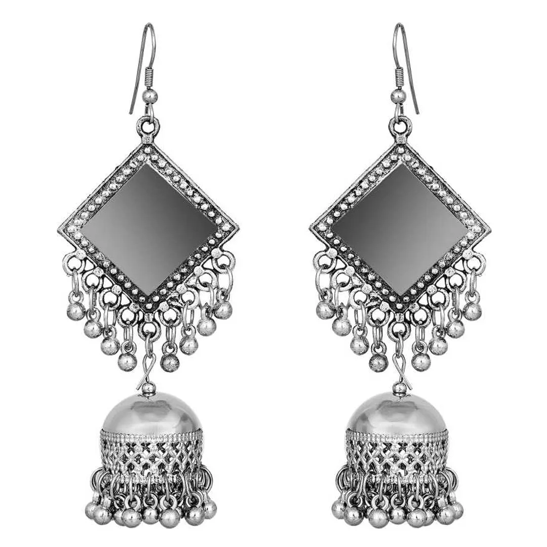 Square Mirror Beads Hand Crafted Jhumki