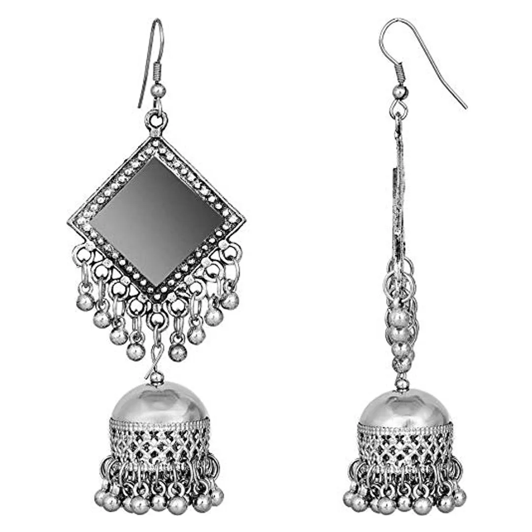 Square Mirror Beads Hand Crafted Jhumki