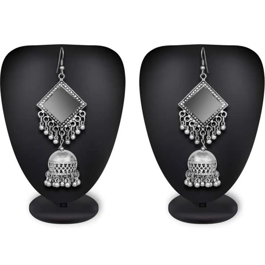 Square Mirror Beads Hand Crafted Jhumki