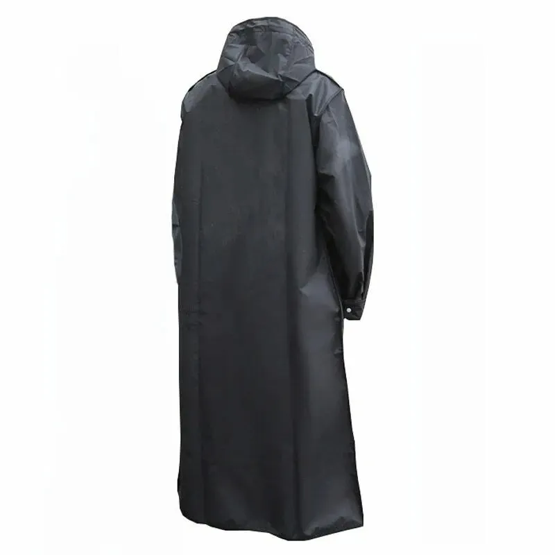 StormGuard™ | Men's Long Black Hooded Coat | Water-Resistant, Lightweight Fabric & Adjustable Drawstring