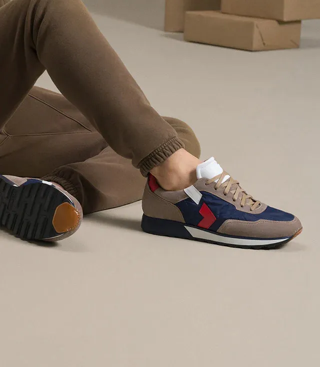 Tan Suede and Navy Blue Laivai Lace Up Running Sneaker Shoes -  Sneaker Shoes