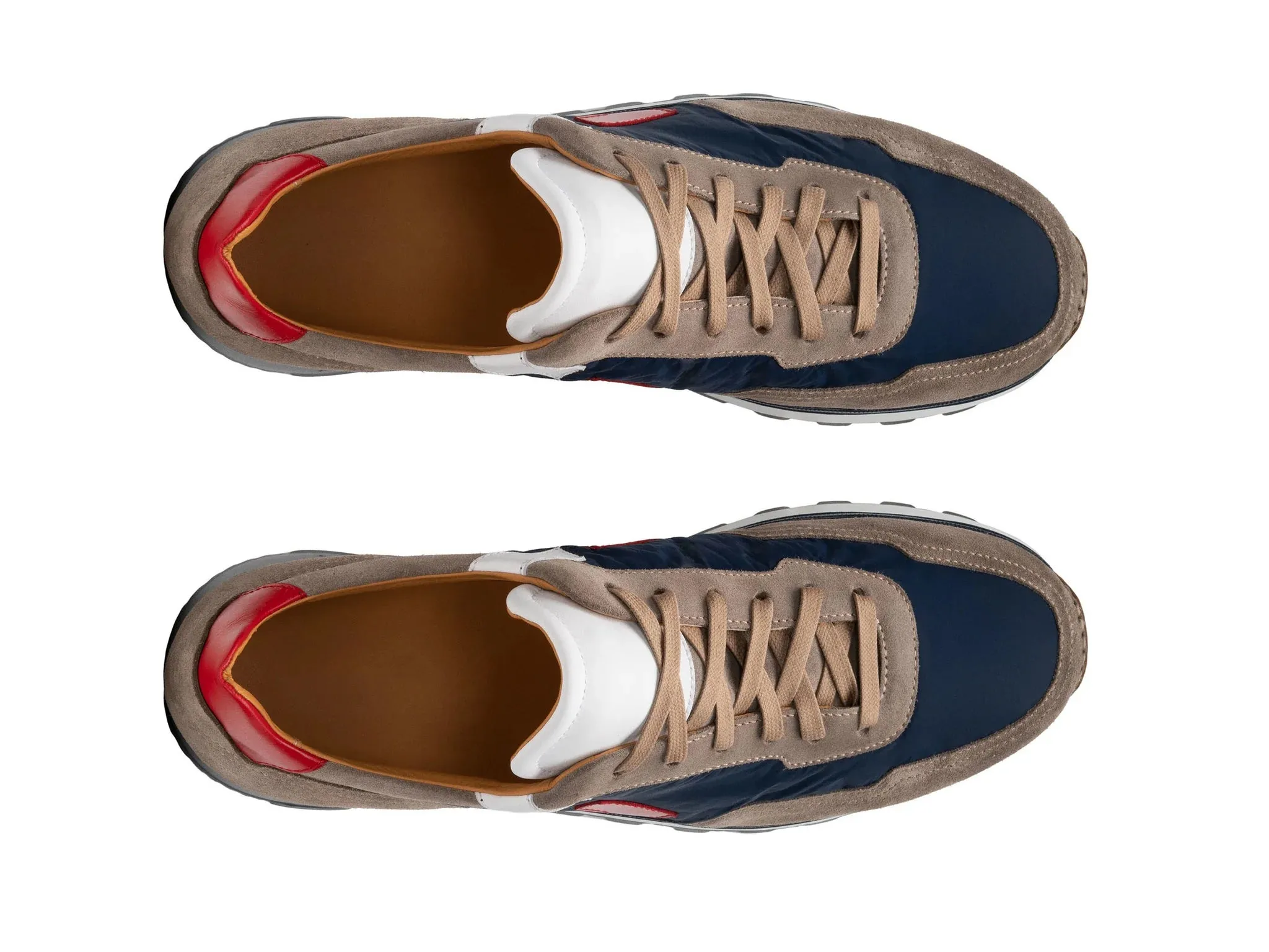 Tan Suede and Navy Blue Laivai Lace Up Running Sneaker Shoes -  Sneaker Shoes
