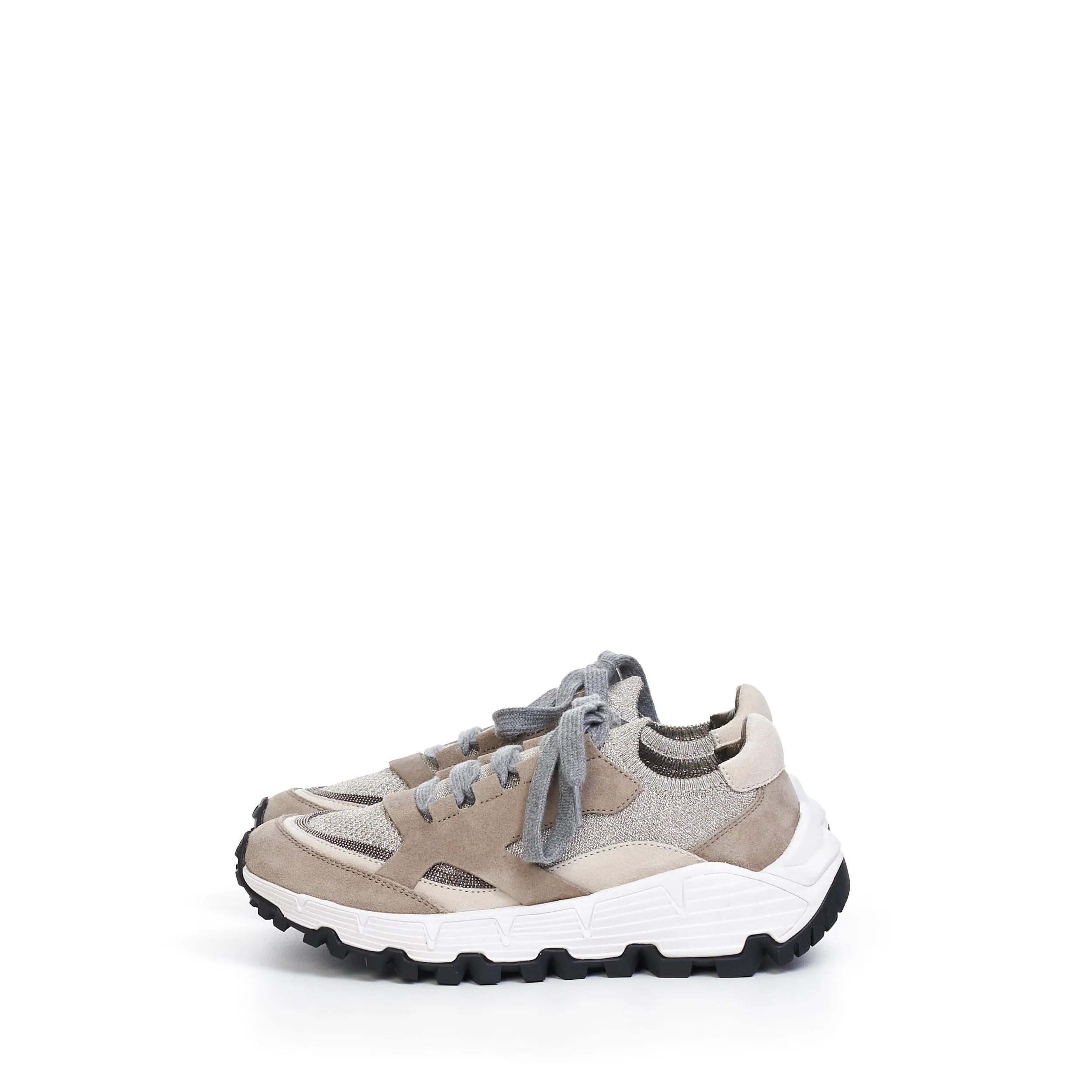 TREKK Low Top Sneakers In Beige & Grey