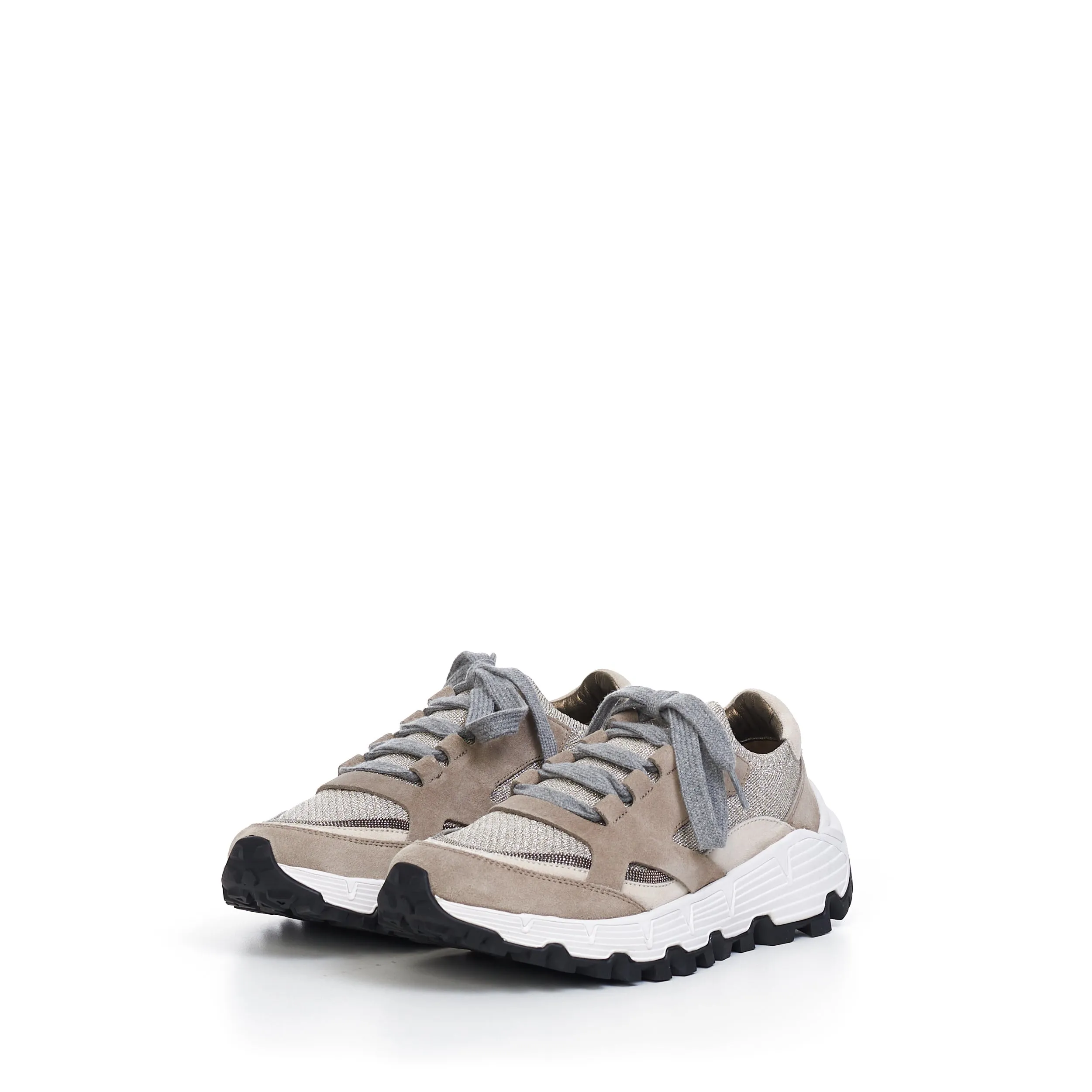 TREKK Low Top Sneakers In Beige & Grey