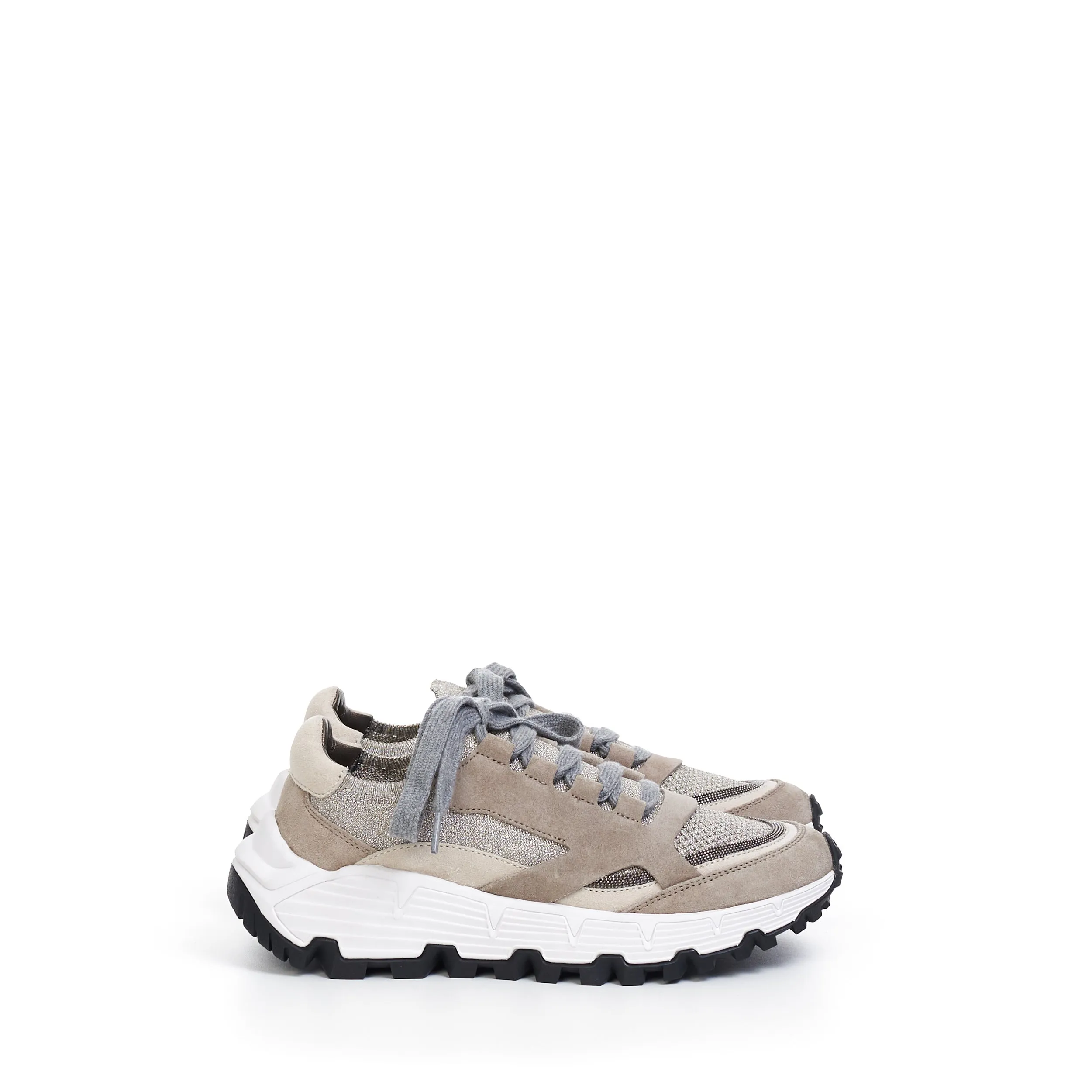TREKK Low Top Sneakers In Beige & Grey