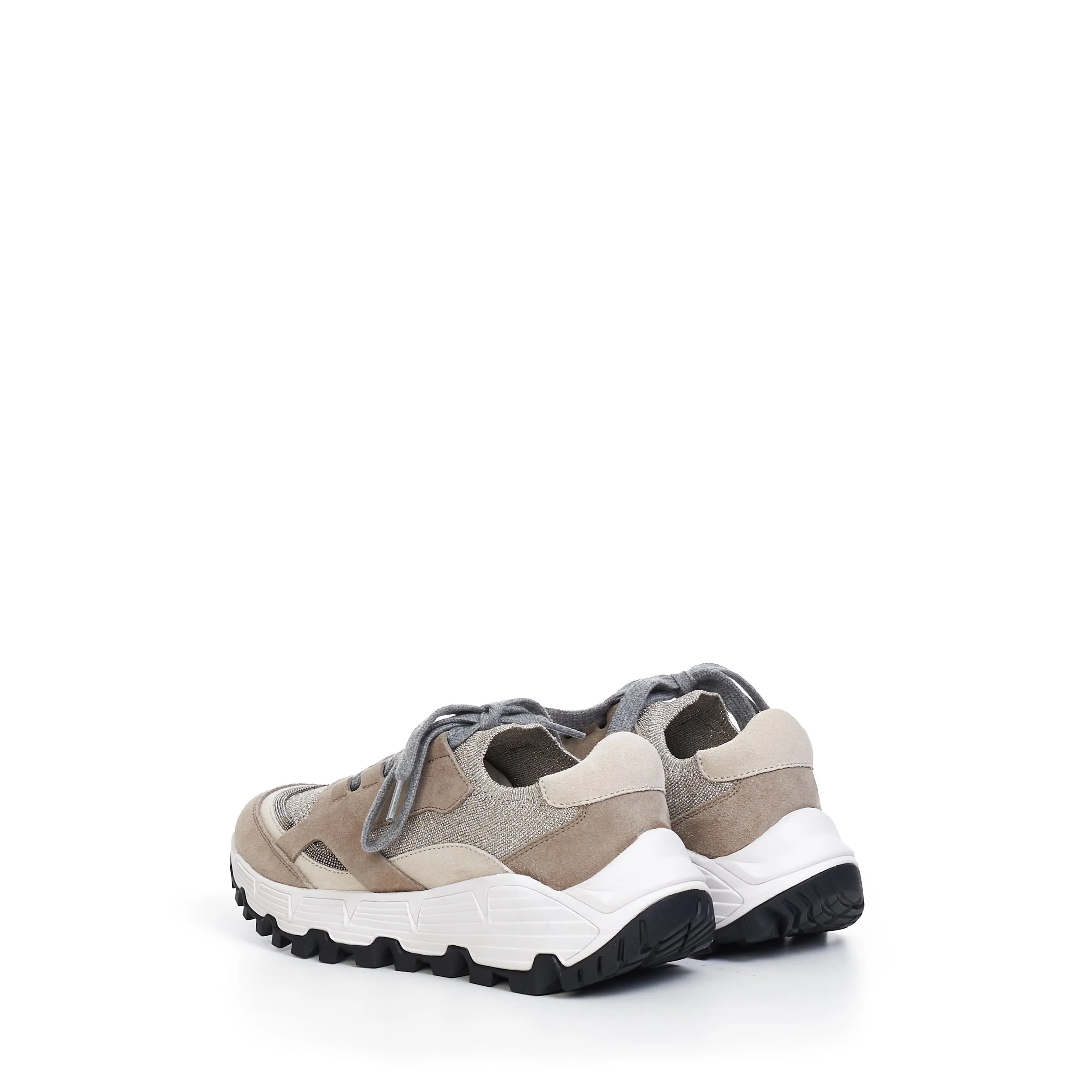 TREKK Low Top Sneakers In Beige & Grey