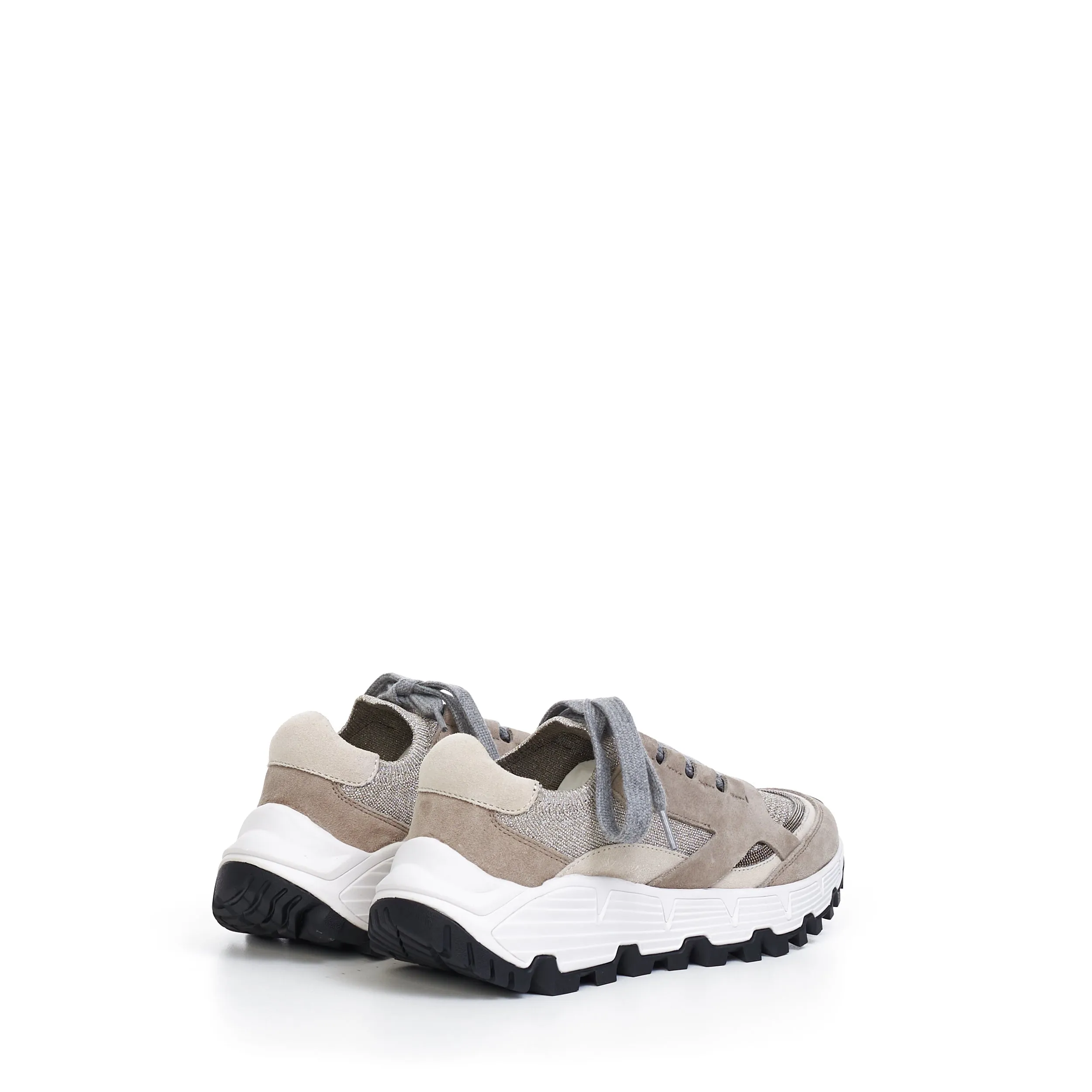 TREKK Low Top Sneakers In Beige & Grey
