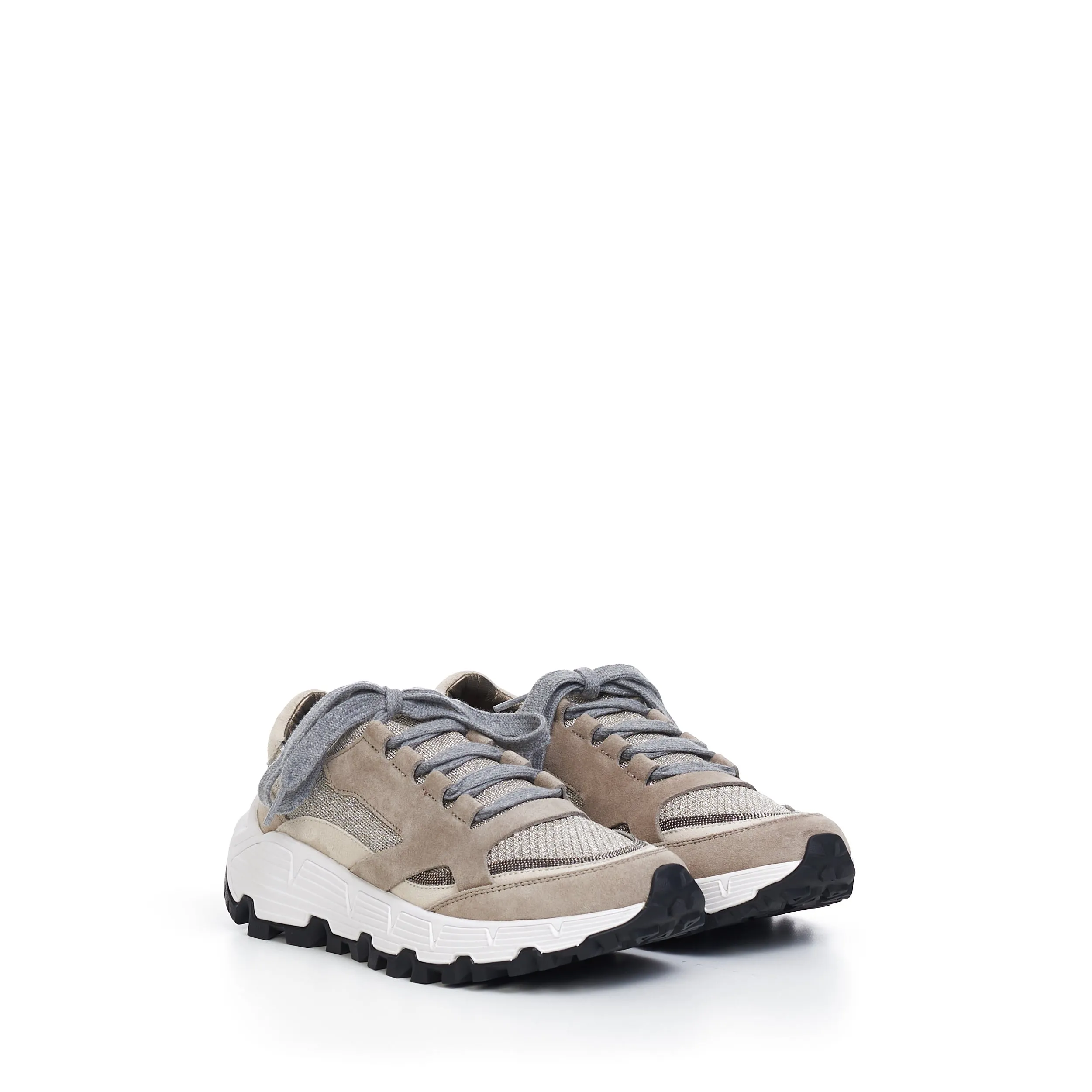 TREKK Low Top Sneakers In Beige & Grey