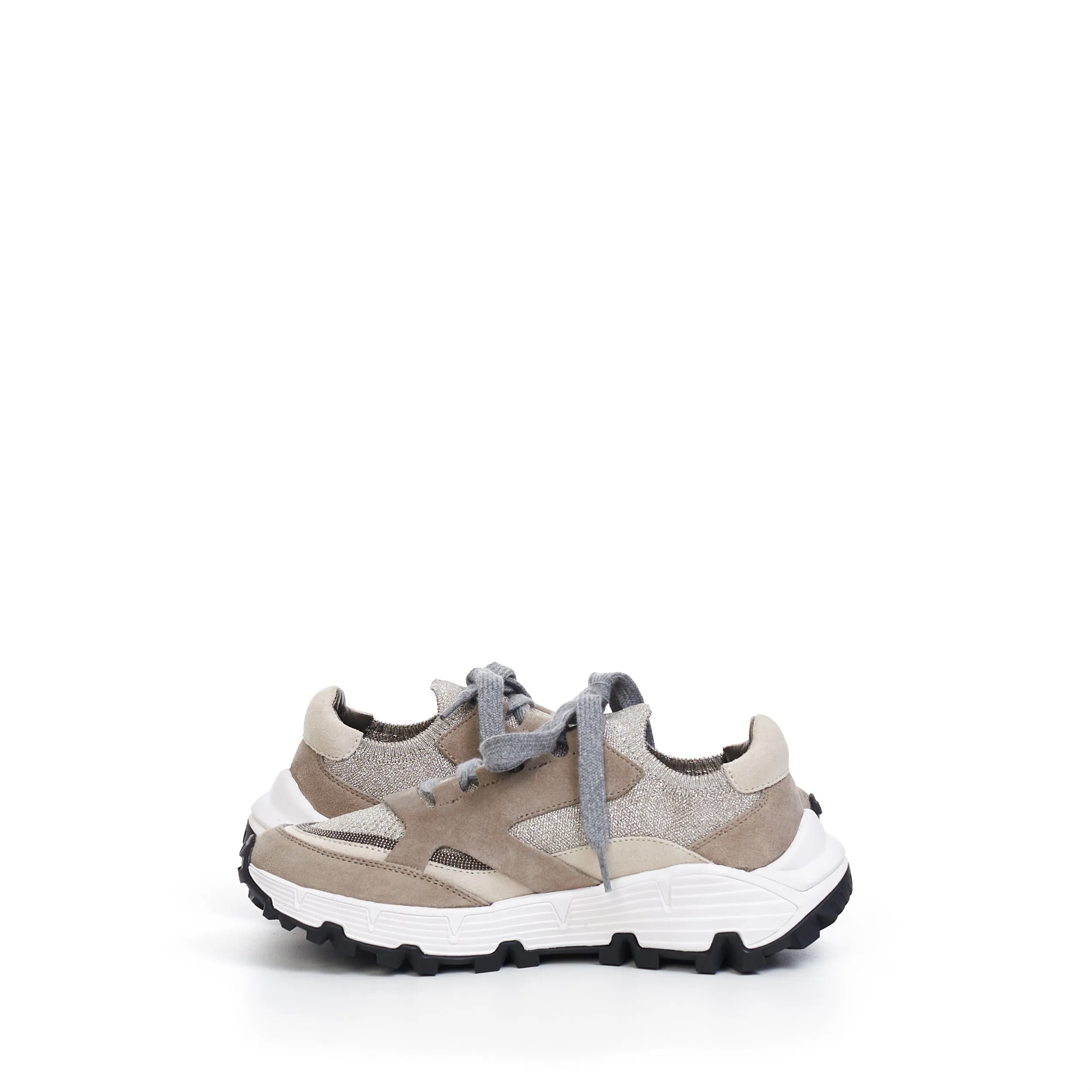 TREKK Low Top Sneakers In Beige & Grey