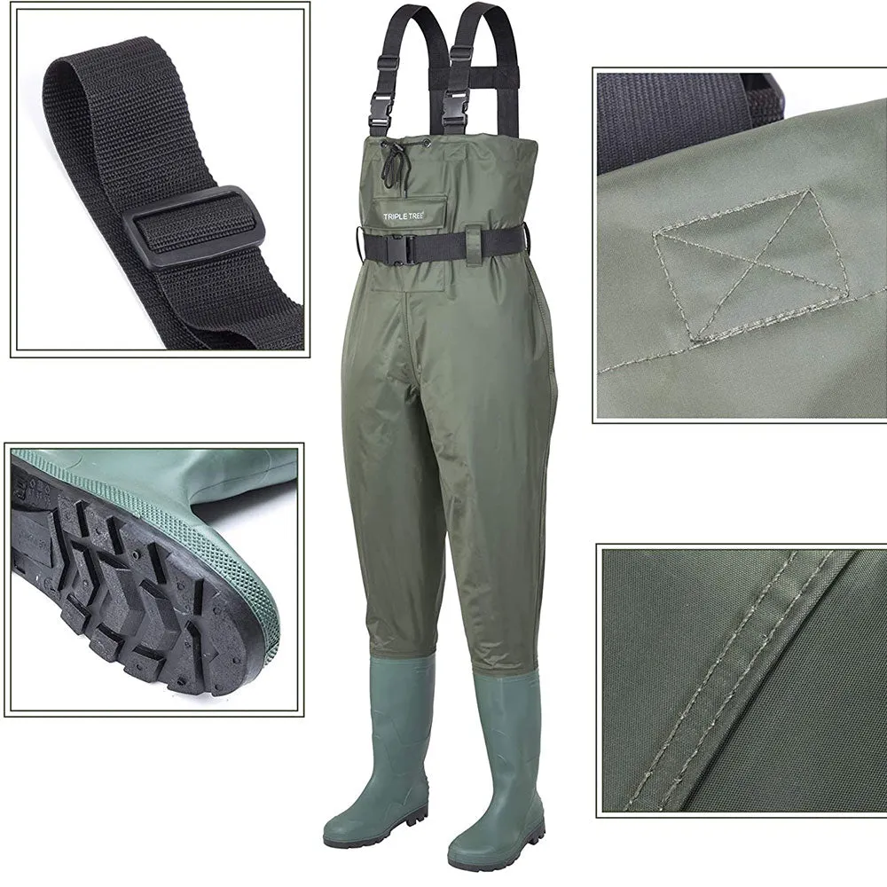 TRIPLETREE Hunting Fishing Chest Waders With Boots and Wading Belt For Men & Women (Size9-13)