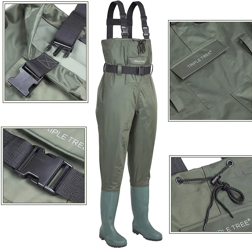 TRIPLETREE Hunting Fishing Chest Waders With Boots and Wading Belt For Men & Women (Size9-13)