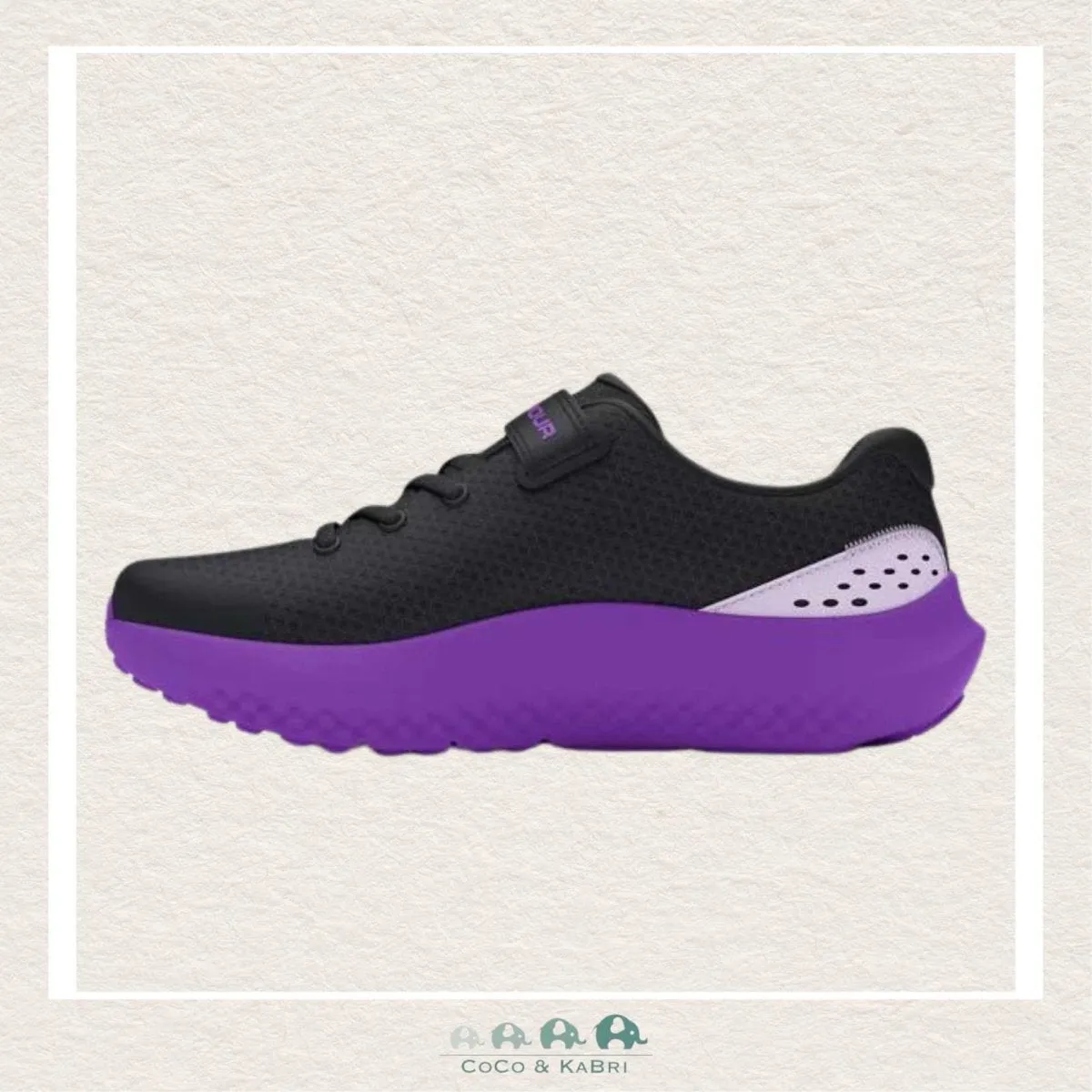 Under Armour Girls' Pre-School Surge 4 AC Running Shoes - Black/Purple (V2-163)