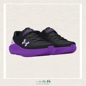 Under Armour Girls' Pre-School Surge 4 AC Running Shoes - Black/Purple (V2-163)