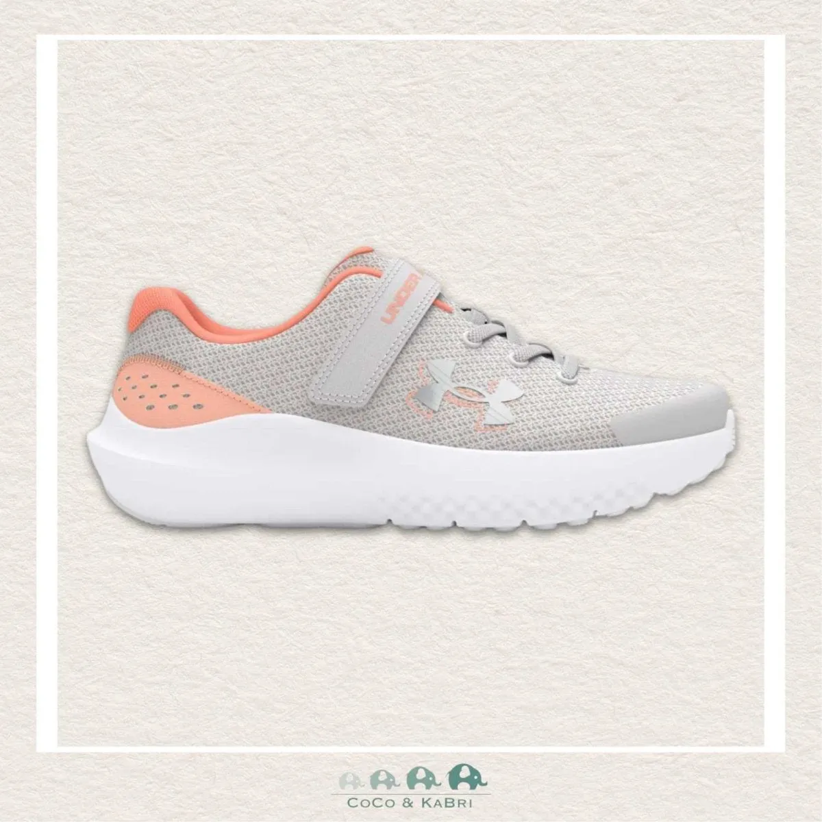 Under Armour Girls' Pre-School Surge 4 AC Running Shoes-Gray/Orange (Q2-164)