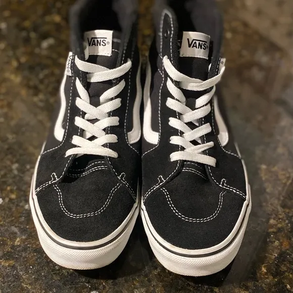 Vans Sk8-Hi Lite Classic Hi Top Sneakers  7Y old skool shoe black off the wall