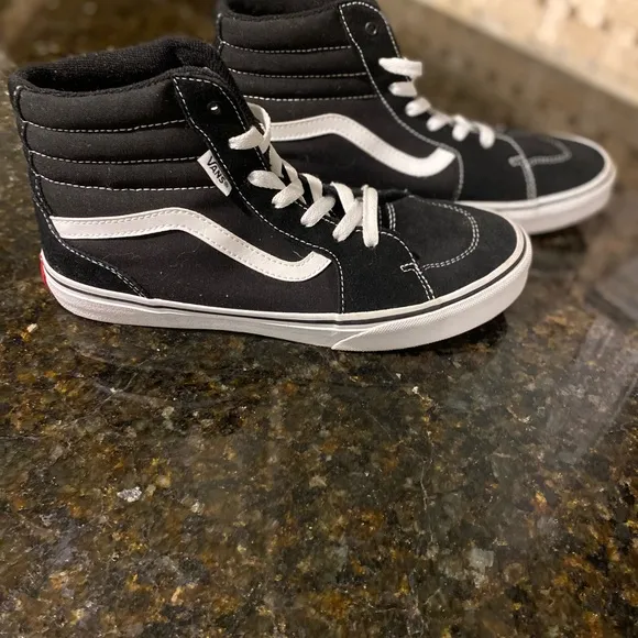 Vans Sk8-Hi Lite Classic Hi Top Sneakers  7Y old skool shoe black off the wall