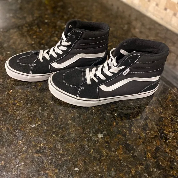 Vans Sk8-Hi Lite Classic Hi Top Sneakers  7Y old skool shoe black off the wall