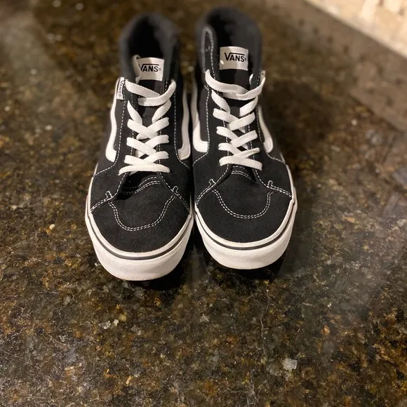 Vans Sk8-Hi Lite Classic Hi Top Sneakers  7Y old skool shoe black off the wall