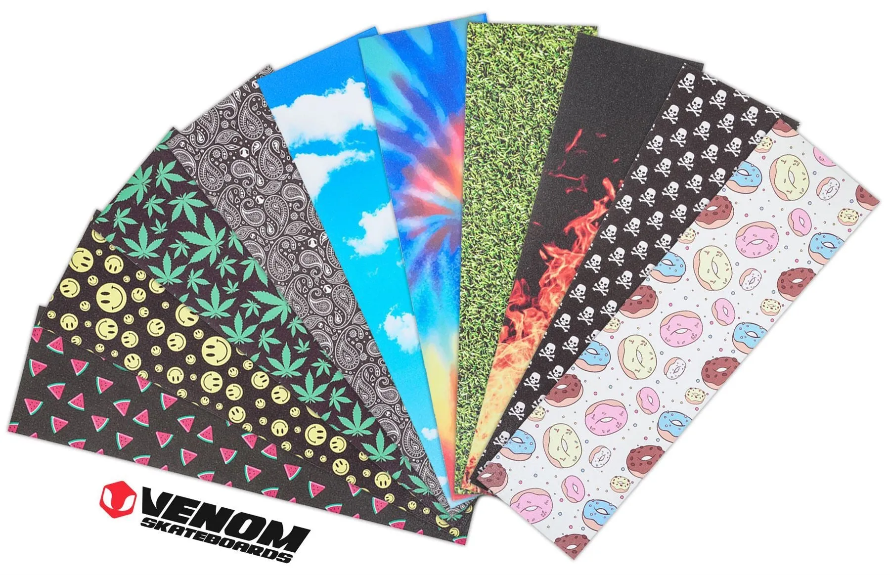 Venom Professional High Grade Skateboard Griptape 9" x 33" - Leaf Random