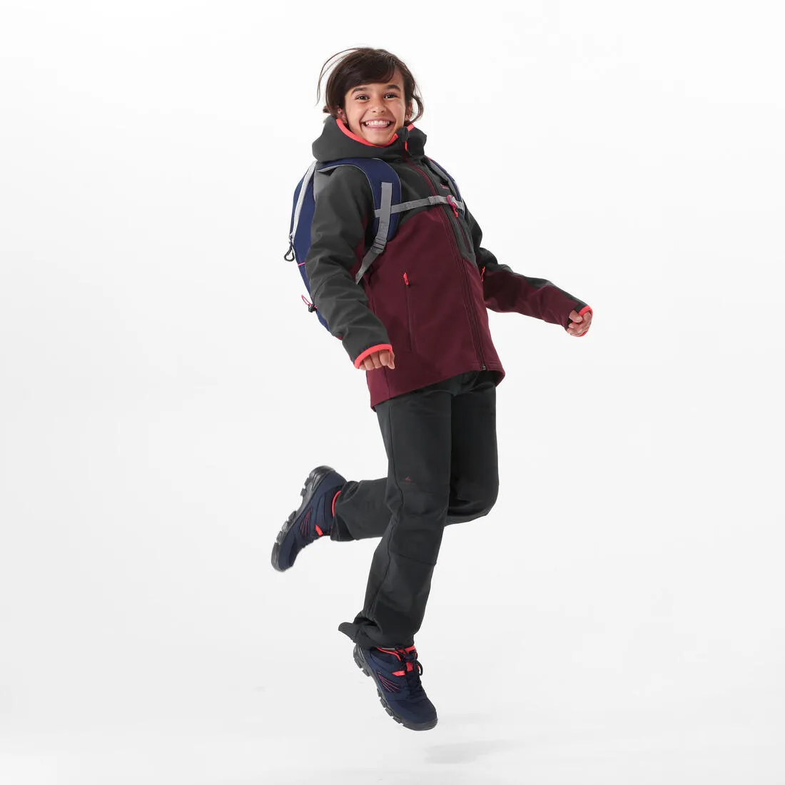 VESTE SOFTSHELL RANDONNEE - MH500 noir et - ENFANT 7-15 ANS