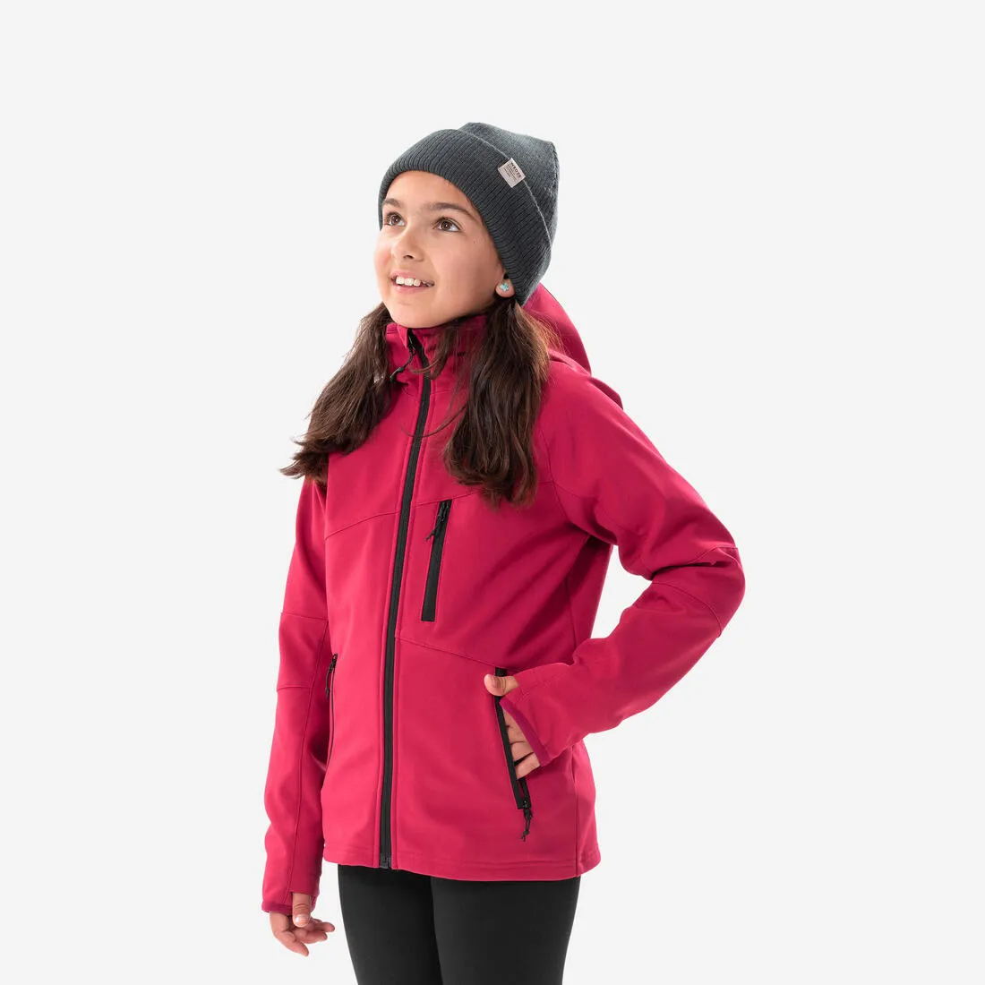 VESTE SOFTSHELL RANDONNEE - MH500 noir et - ENFANT 7-15 ANS