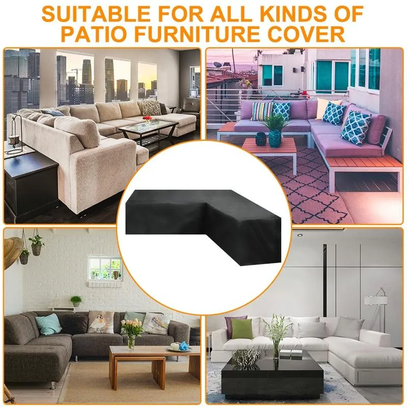 Waterproof Outdoor Corner Sofa Cover - 300X300X98Cm - Black