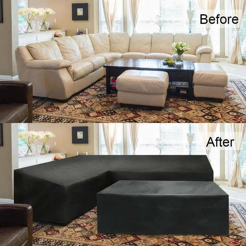 Waterproof Outdoor Corner Sofa Cover - 300X300X98Cm - Black