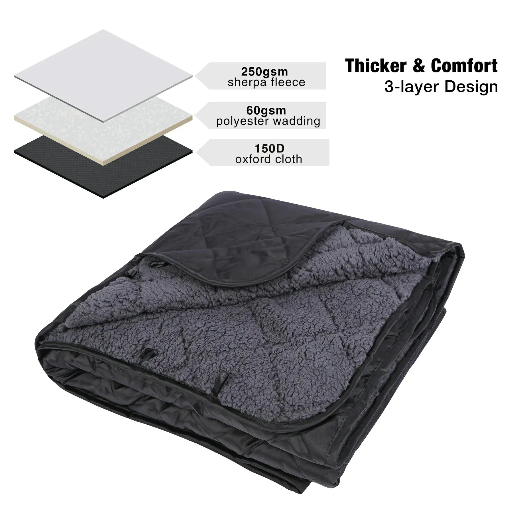Waterproof Stadium Blanket with Sherpa Lining