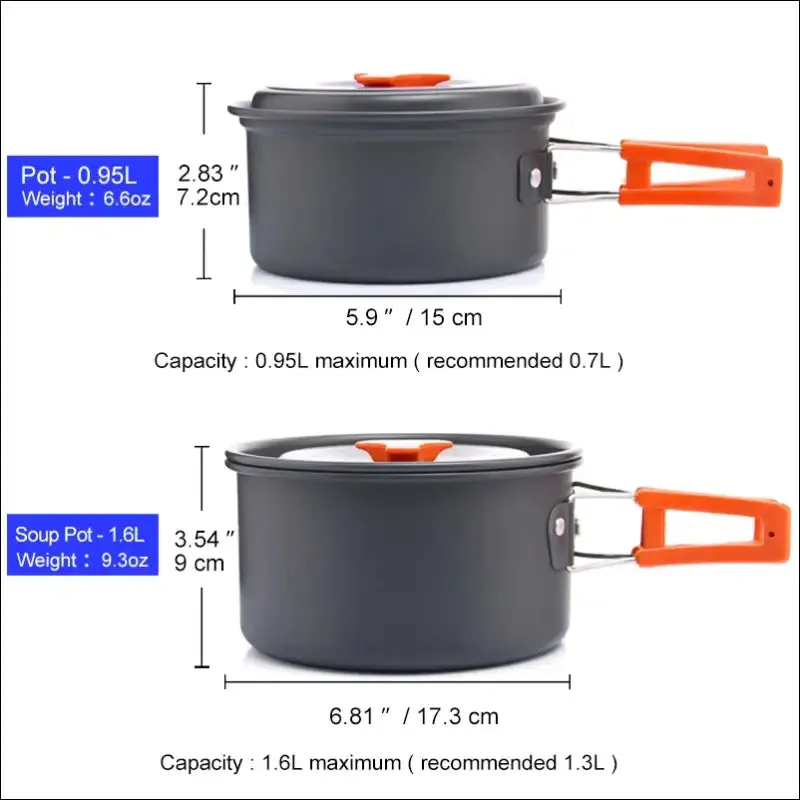 Widesea camping outdoor cookware set tableware cooking cutlery utensils hiking picnic travel