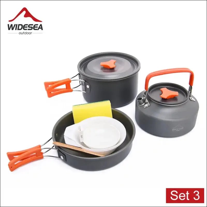 Widesea camping outdoor cookware set tableware cooking cutlery utensils hiking picnic travel