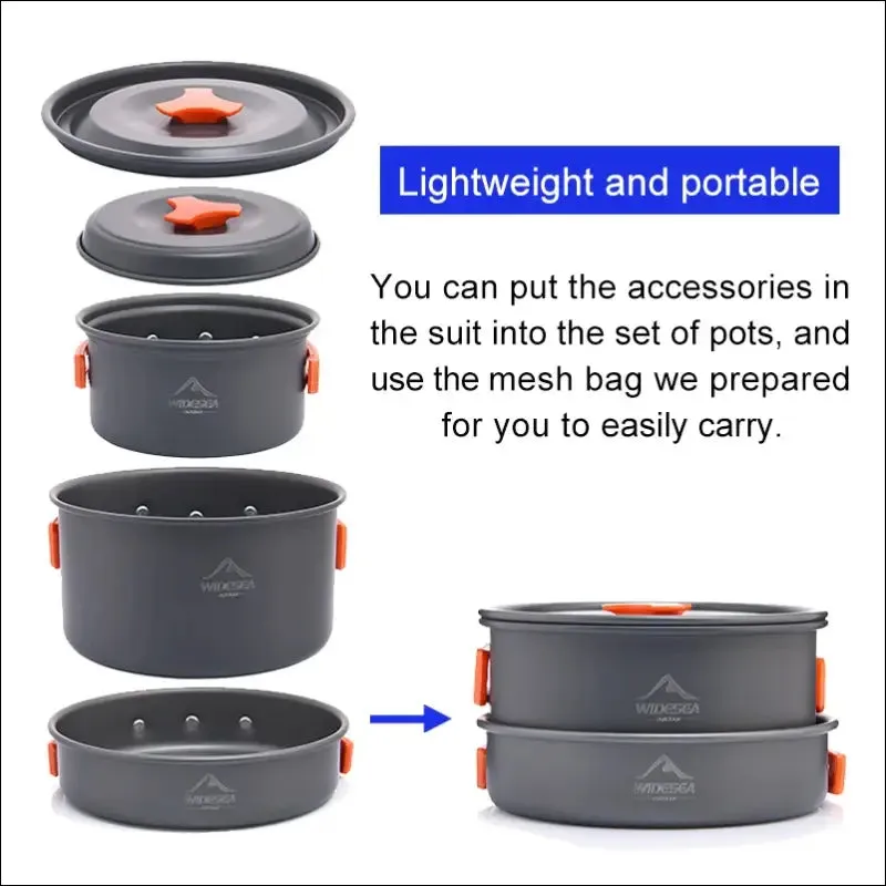 Widesea camping outdoor cookware set tableware cooking cutlery utensils hiking picnic travel
