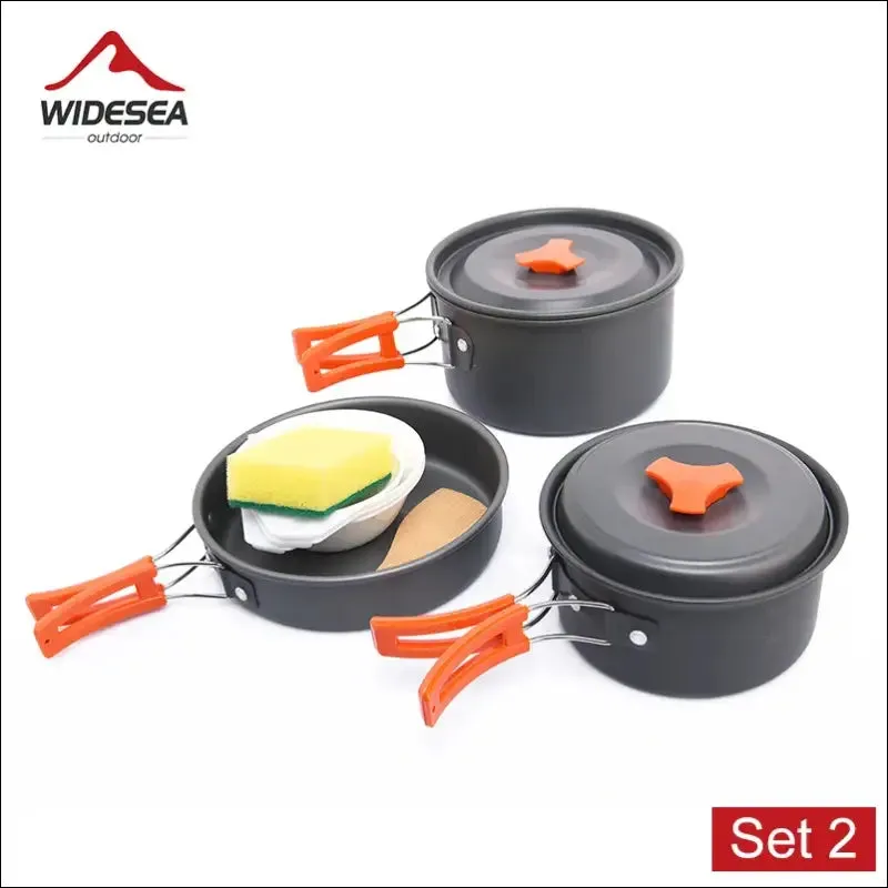 Widesea camping outdoor cookware set tableware cooking cutlery utensils hiking picnic travel