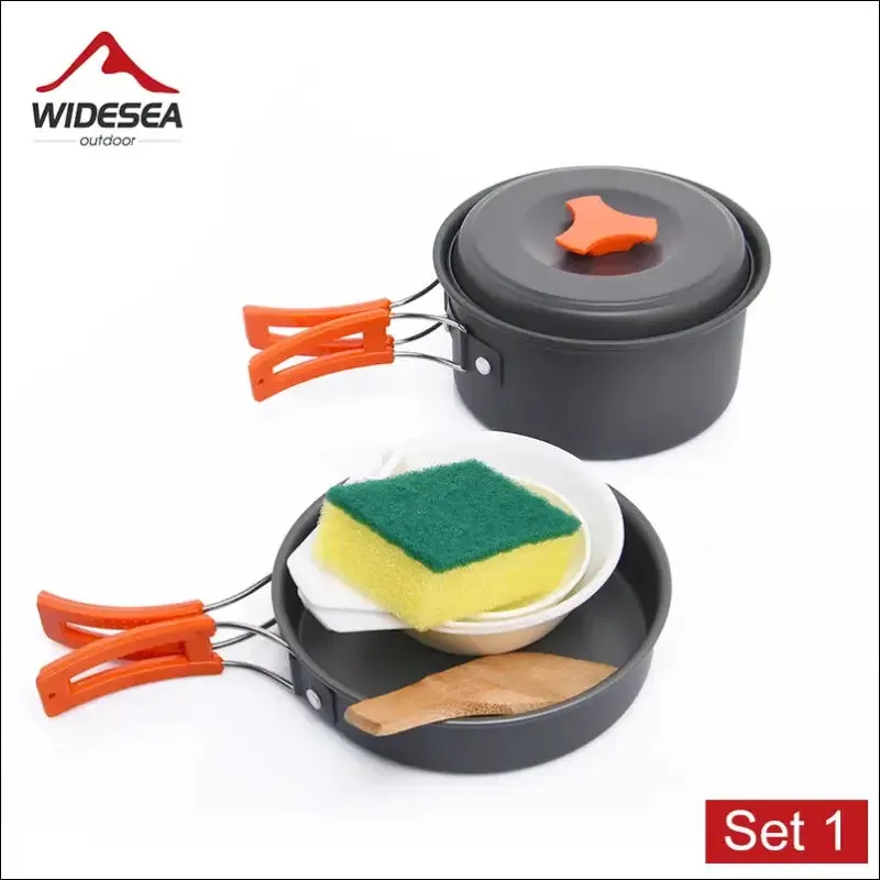 Widesea camping outdoor cookware set tableware cooking cutlery utensils hiking picnic travel