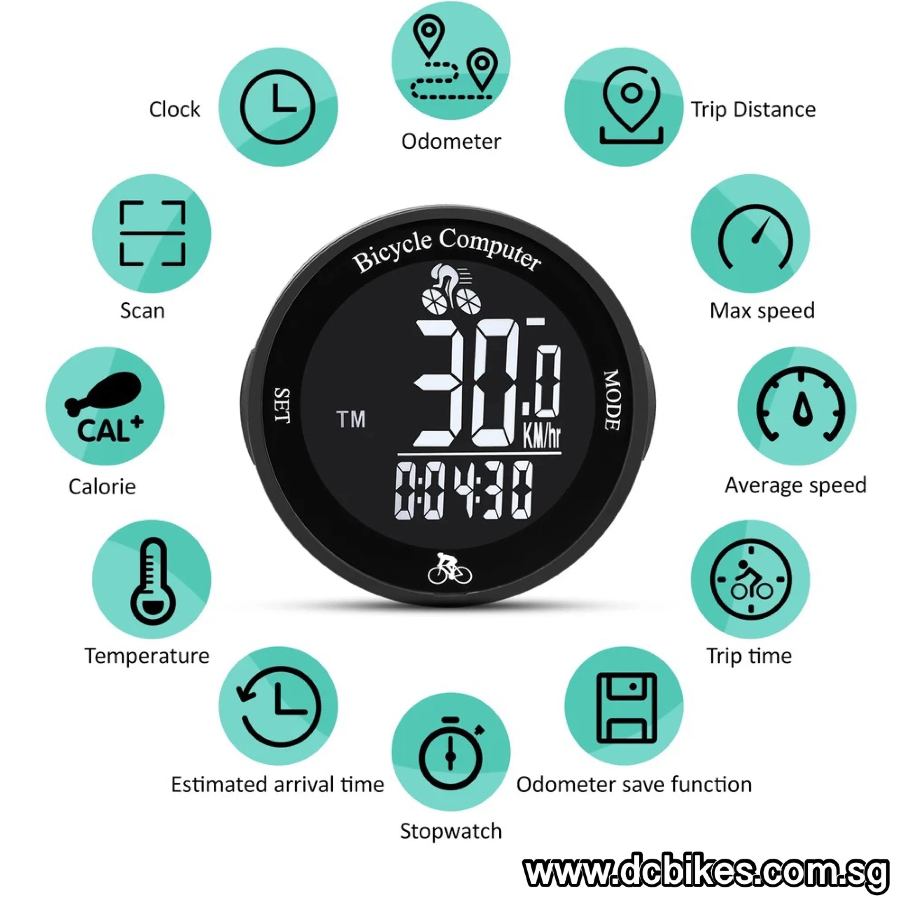 Wireless Stealth Black Digital LCD Screen Bicycle Odometer Computer Speedometer