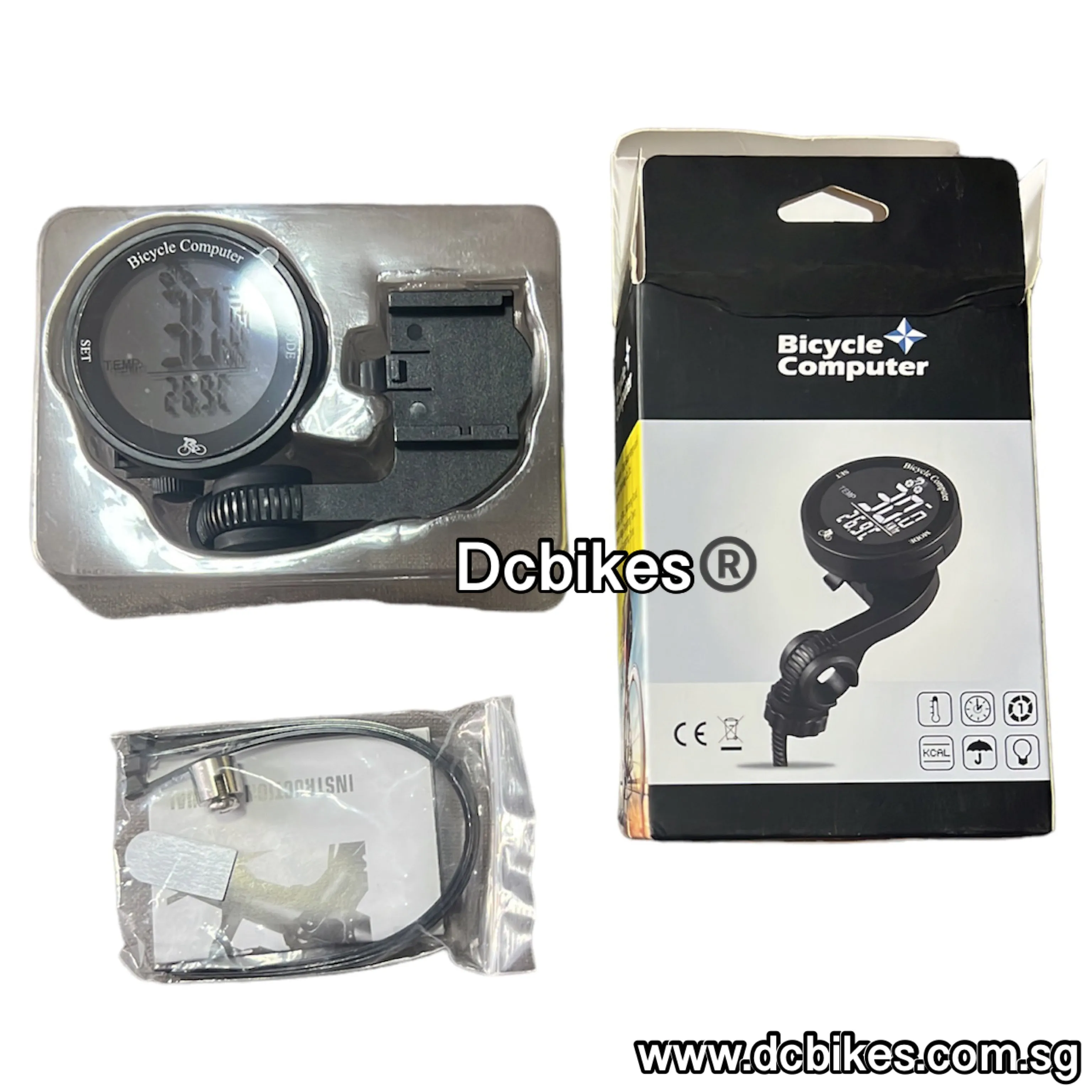 Wireless Stealth Black Digital LCD Screen Bicycle Odometer Computer Speedometer
