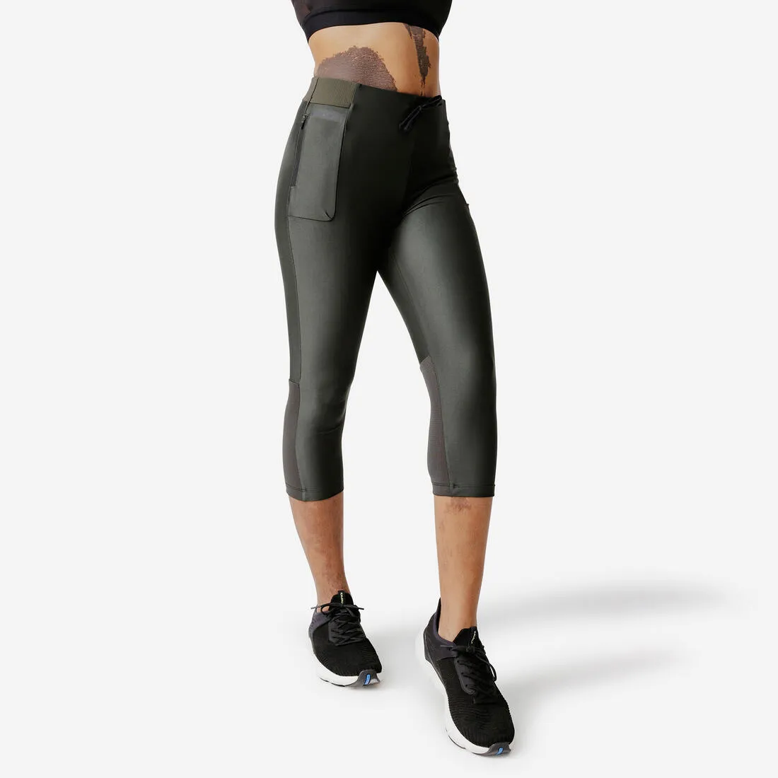 Women's Running Breathable Cropped Leggings KIPRUN Run 500 Dry