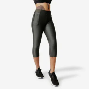 Women's Running Breathable Cropped Leggings KIPRUN Run 500 Dry