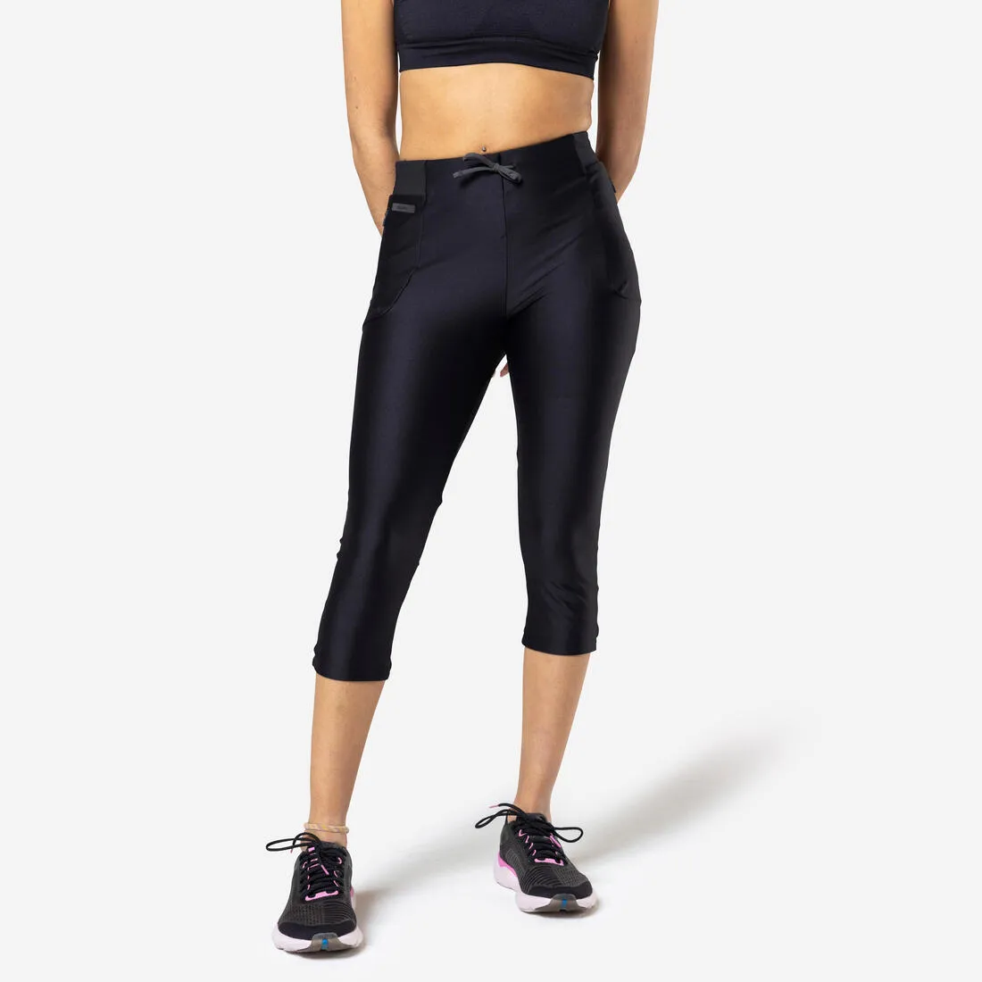 Women's Running Breathable Cropped Leggings KIPRUN Run 500 Dry