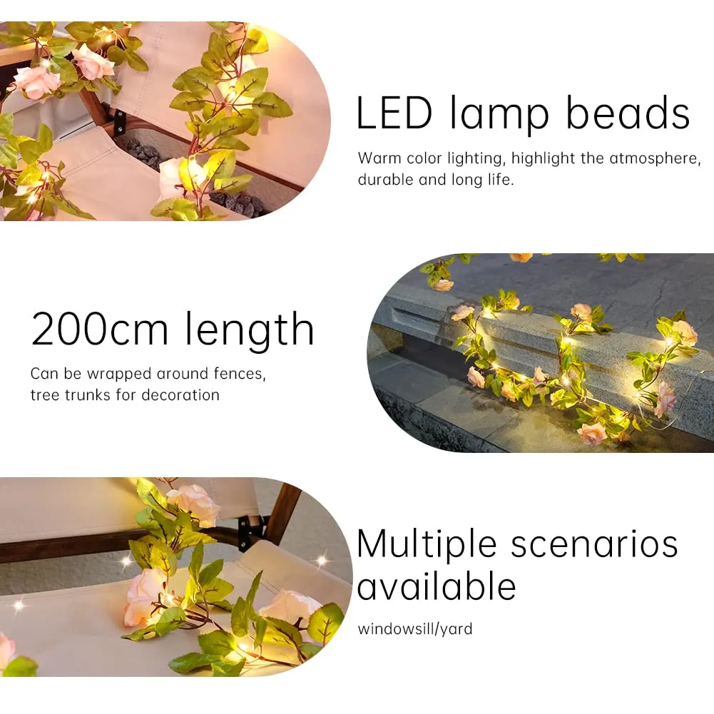 Woowooh Solar Simulation Rose Rattan Garden Light