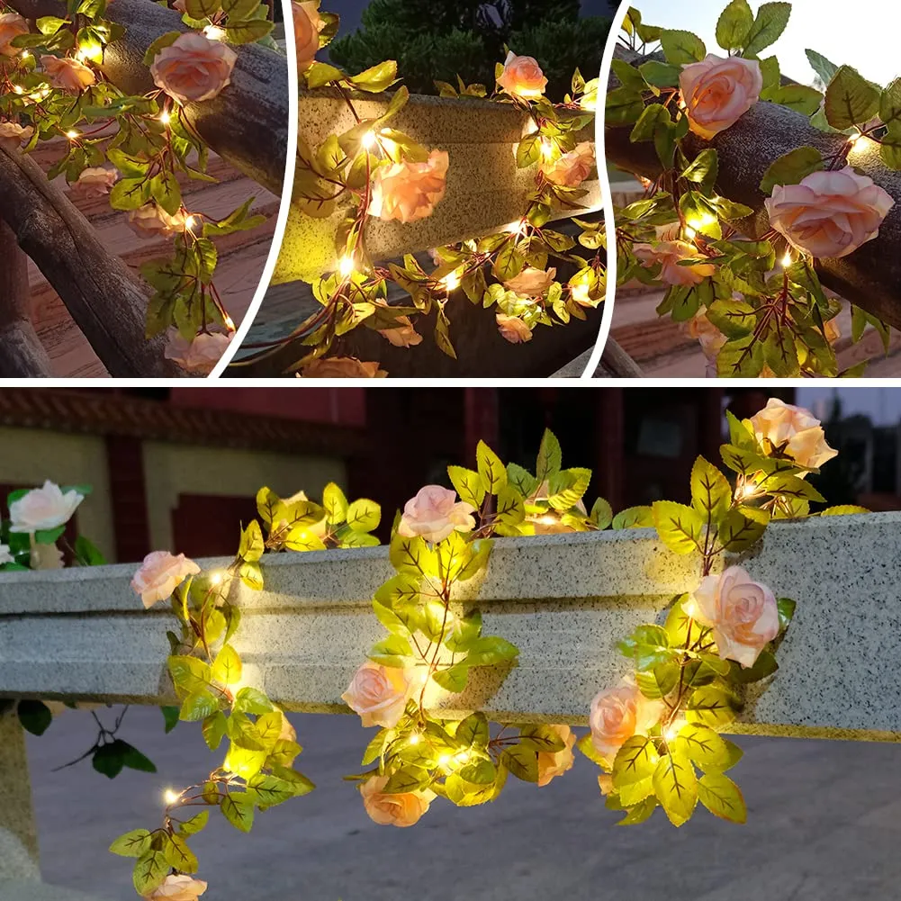 Woowooh Solar Simulation Rose Rattan Garden Light