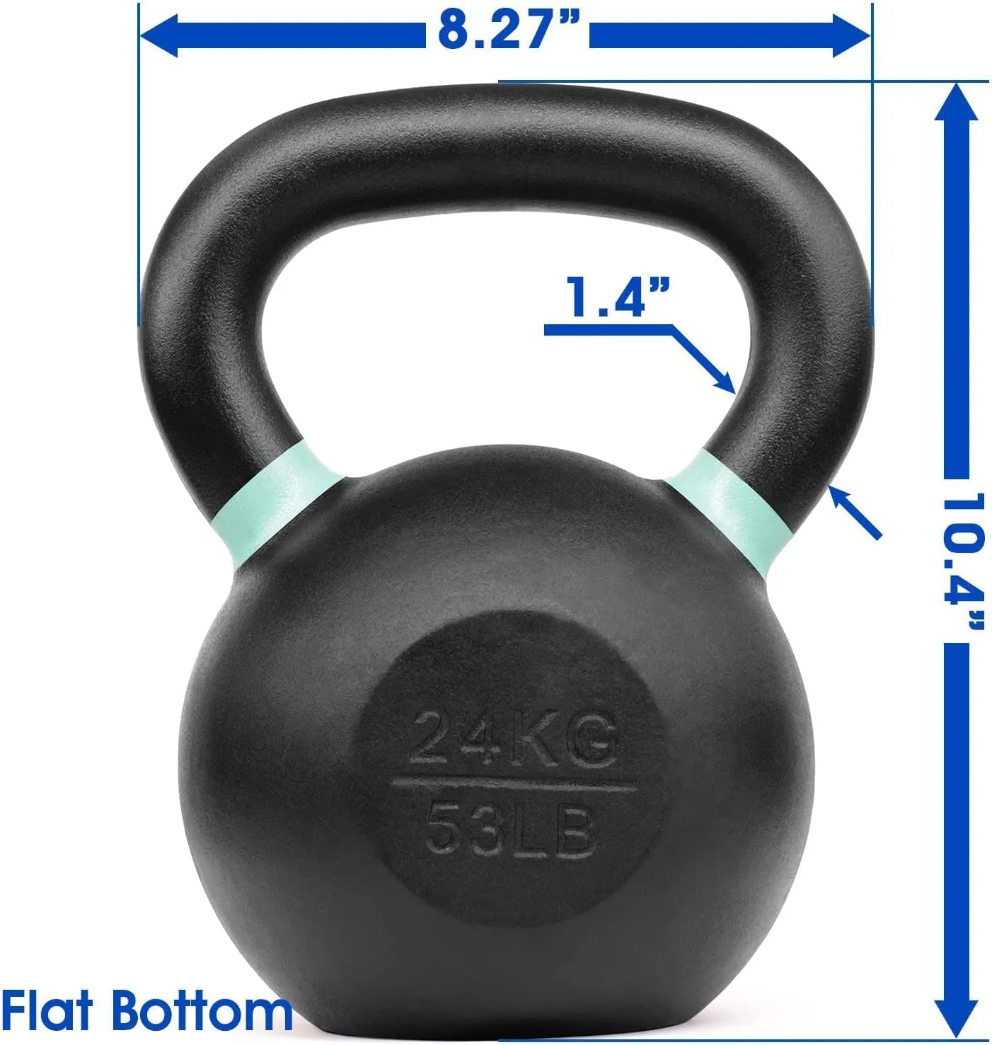 Yes4All Powder Coated Cast Iron Competition Kettlebell With Wide Handles & Flat Bottoms – 4, 6, 8, 10, 12, 14, 16, 20, 24, 32, 40kg