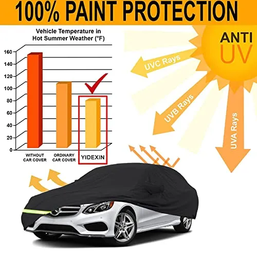 YIXIN Waterproof Car Cover for 2006-2021 Mercedes Benz E Class Sedan E250 E320 E300 E350 E400 AMG 190T Covers Custom Fit 100% Waterproof Windproof Strap & Double Door Zipper Up to 205” L