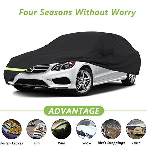 YIXIN Waterproof Car Cover for 2006-2021 Mercedes Benz E Class Sedan E250 E320 E300 E350 E400 AMG 190T Covers Custom Fit 100% Waterproof Windproof Strap & Double Door Zipper Up to 205” L