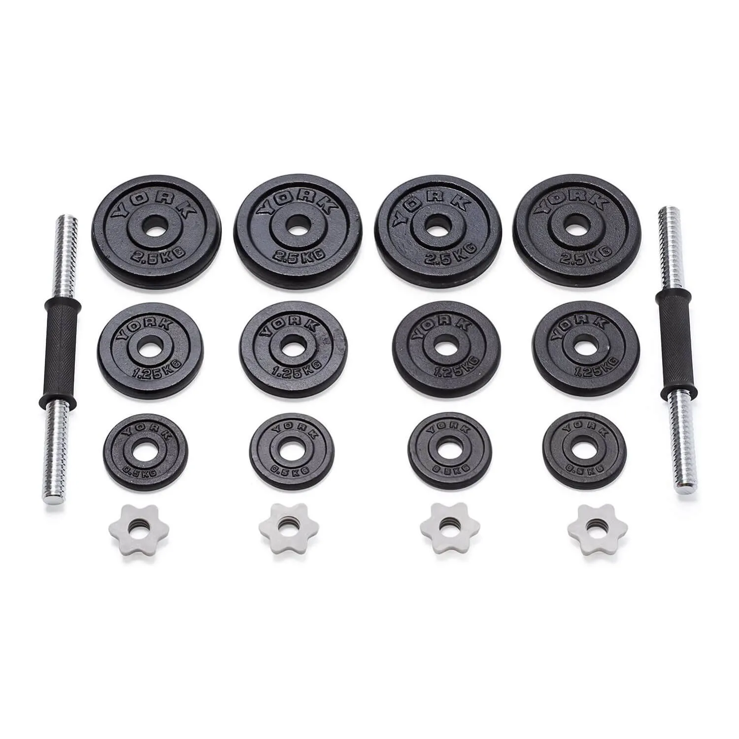 York 20kg Cast Iron Dumbbell Weight Set - Black