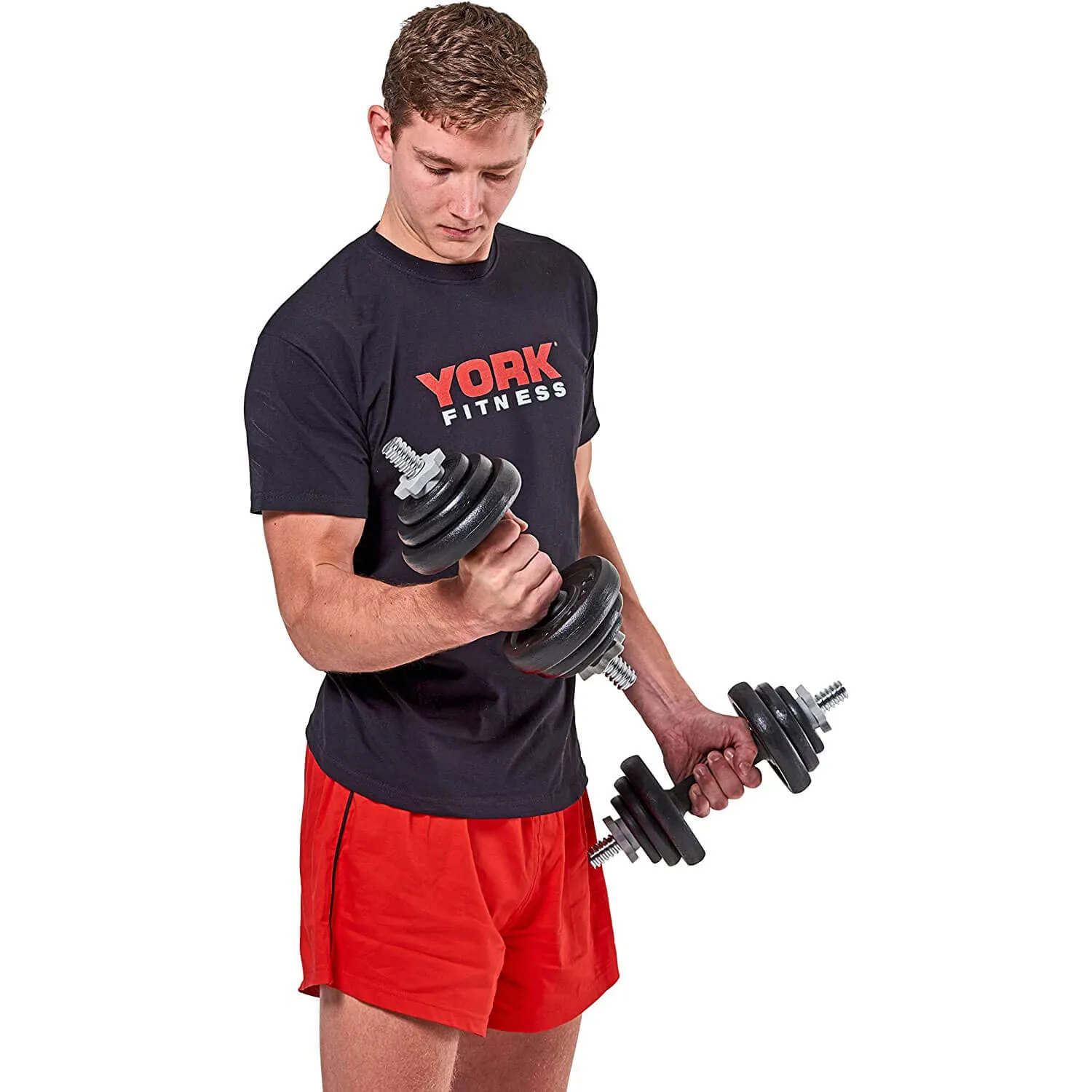 York 20kg Cast Iron Dumbbell Weight Set - Black