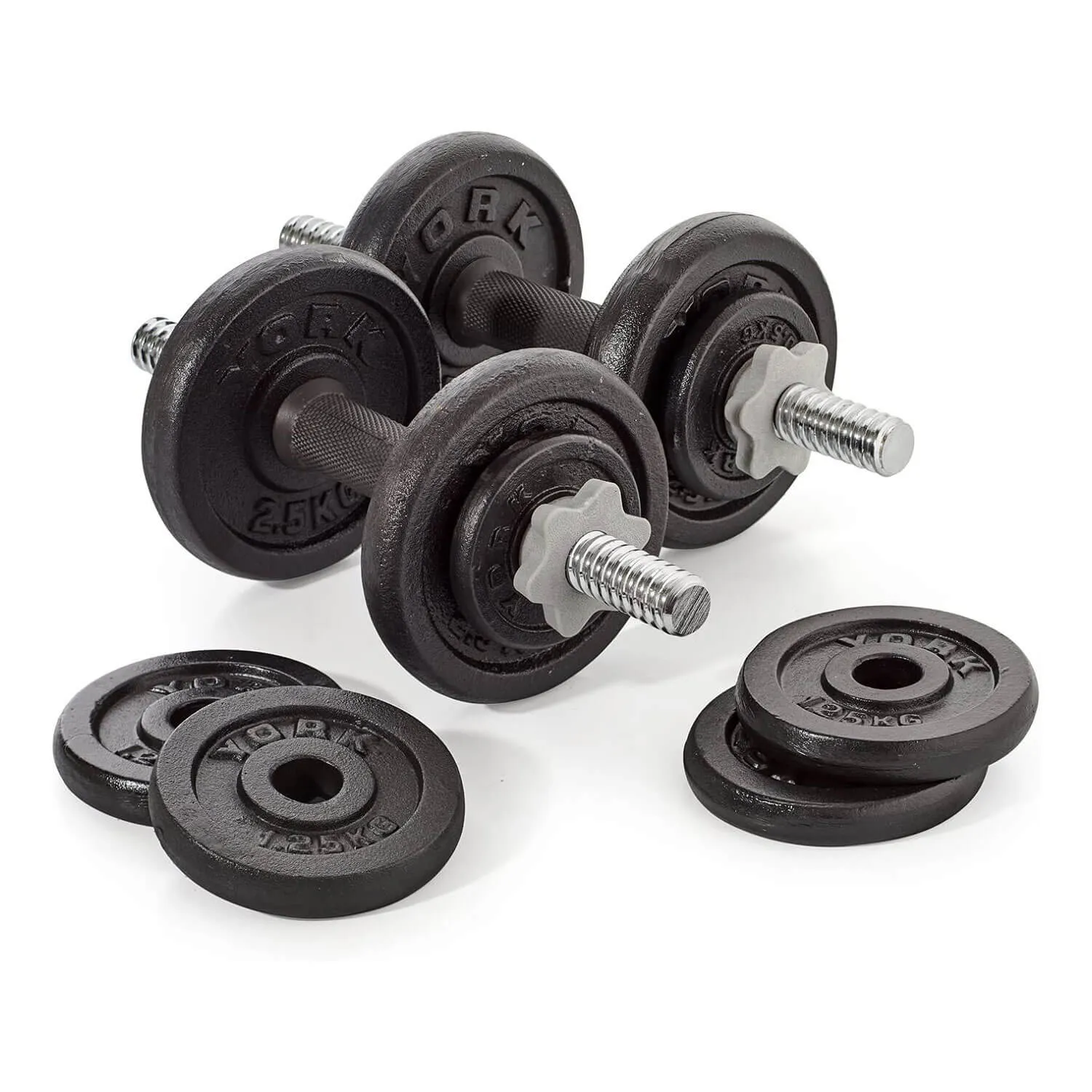 York 20kg Cast Iron Dumbbell Weight Set - Black
